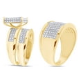 thumbnail image 3 of AFFY White Natural Diamond Engagement & Wedding Trio Bridal Ring Set In 10k Yellow Gold (0.3 Cttw), 3 of 7