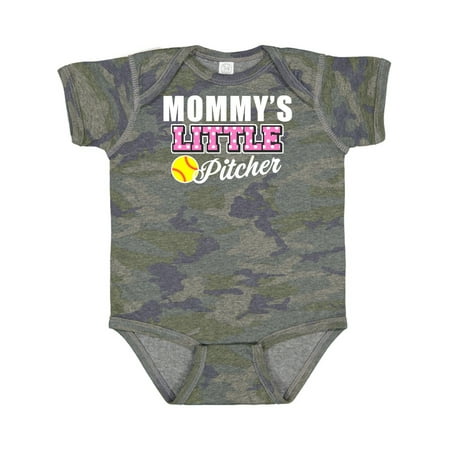 

Inktastic Mommy s Little Pitcher Softball in White Girls Baby Bodysuit