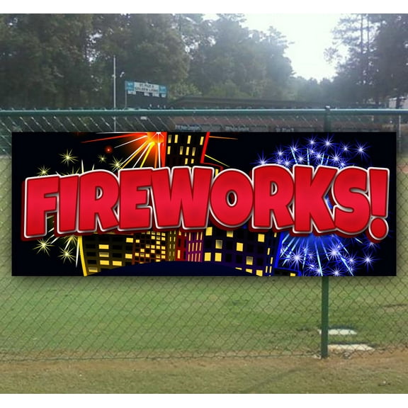 Fireworks! 13 oz Vinyl Banner With Metal Grommets
