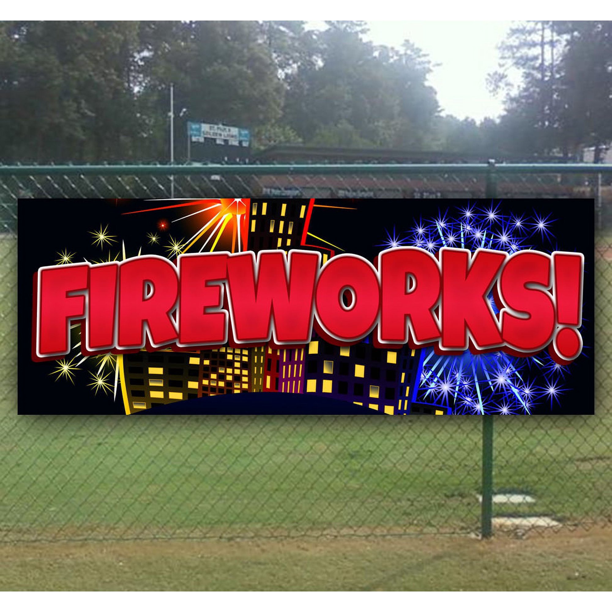 Fireworks! 13 oz Vinyl Banner With Metal Grommets