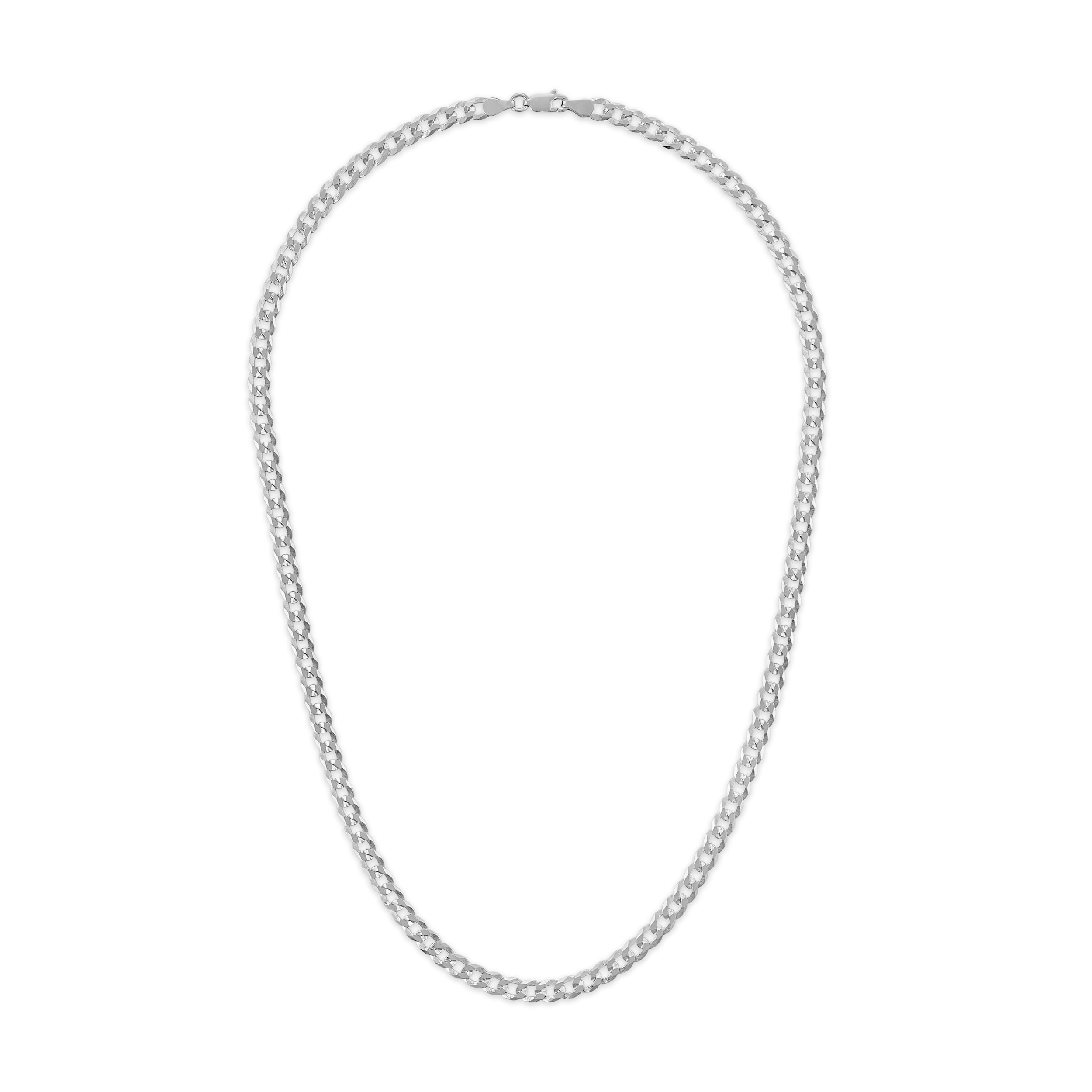Brilliance Fine Jewelry Italian Sterling Silver 5mm Diamond-Cut Flat Curb Chain Necklace, 20"
