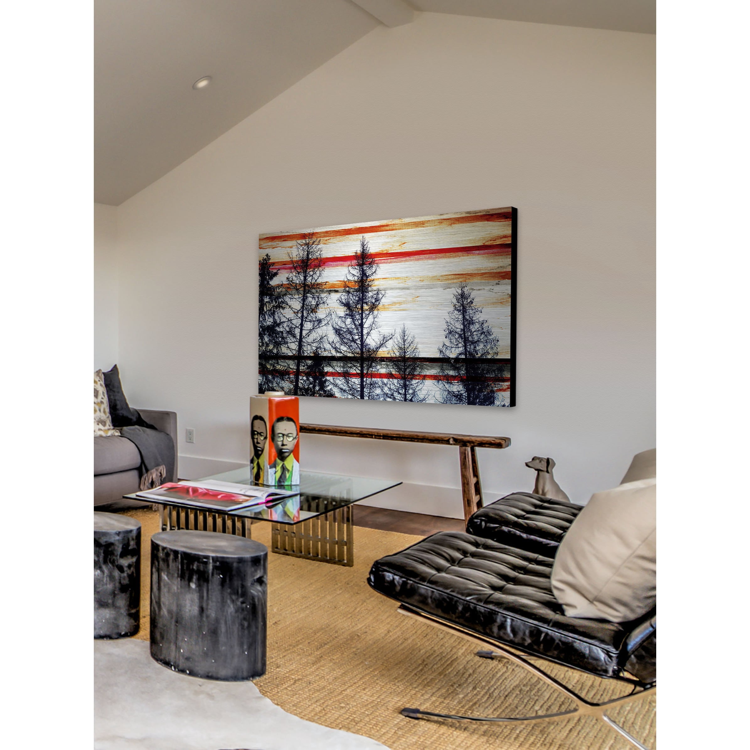 "Red Striped Sky" Painting Print on Brushed Aluminum