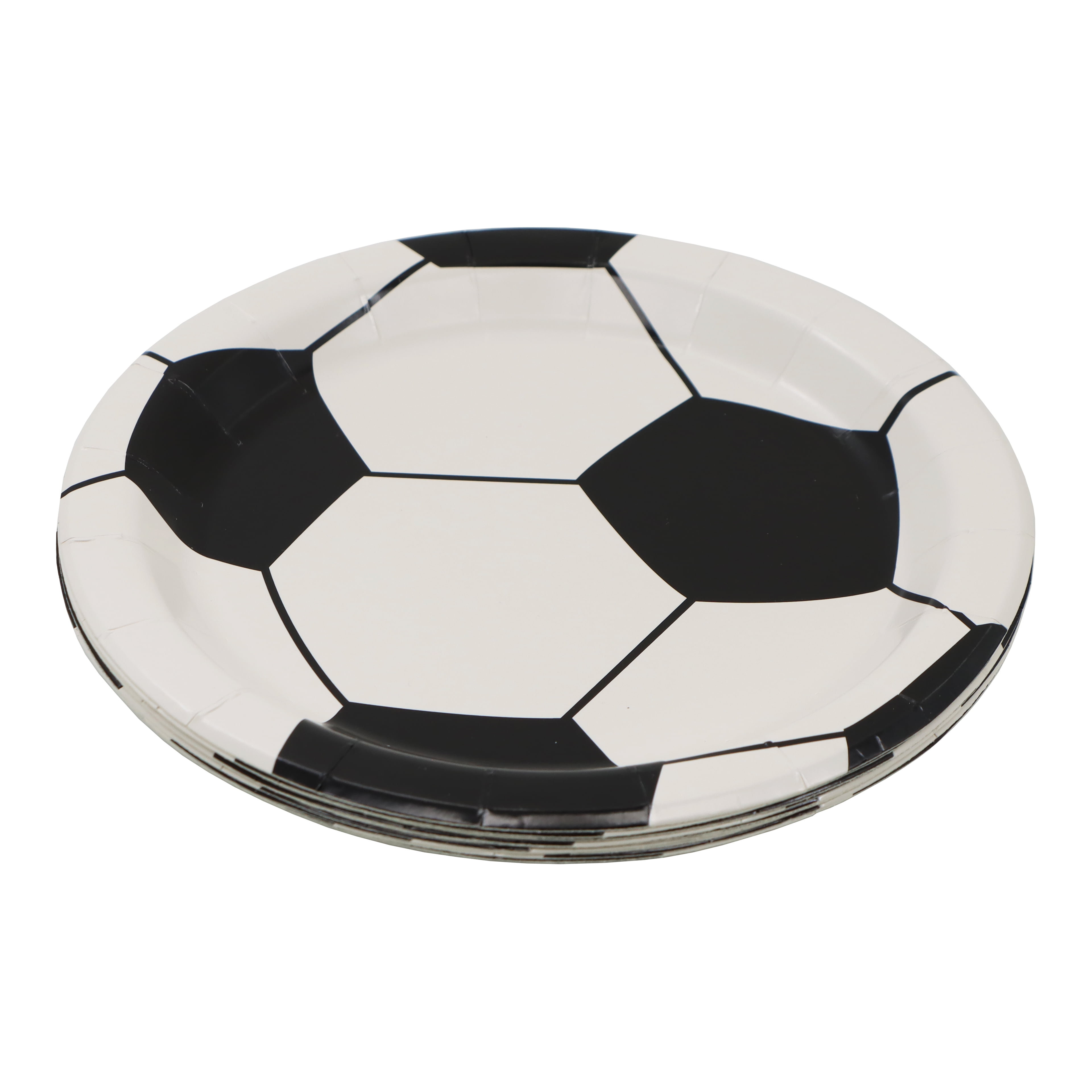 Celebrate It Paper Plates - Soccer Ball Disposable Snack Plates, Black/White, 7", 24 Packs (240 Total)