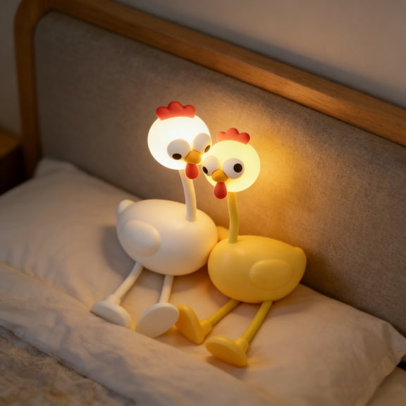 New Night Light, Changeable Shape Chicken, Adjustable Brightness, Yellow, 7.2"x2.83", for Home, Christmas