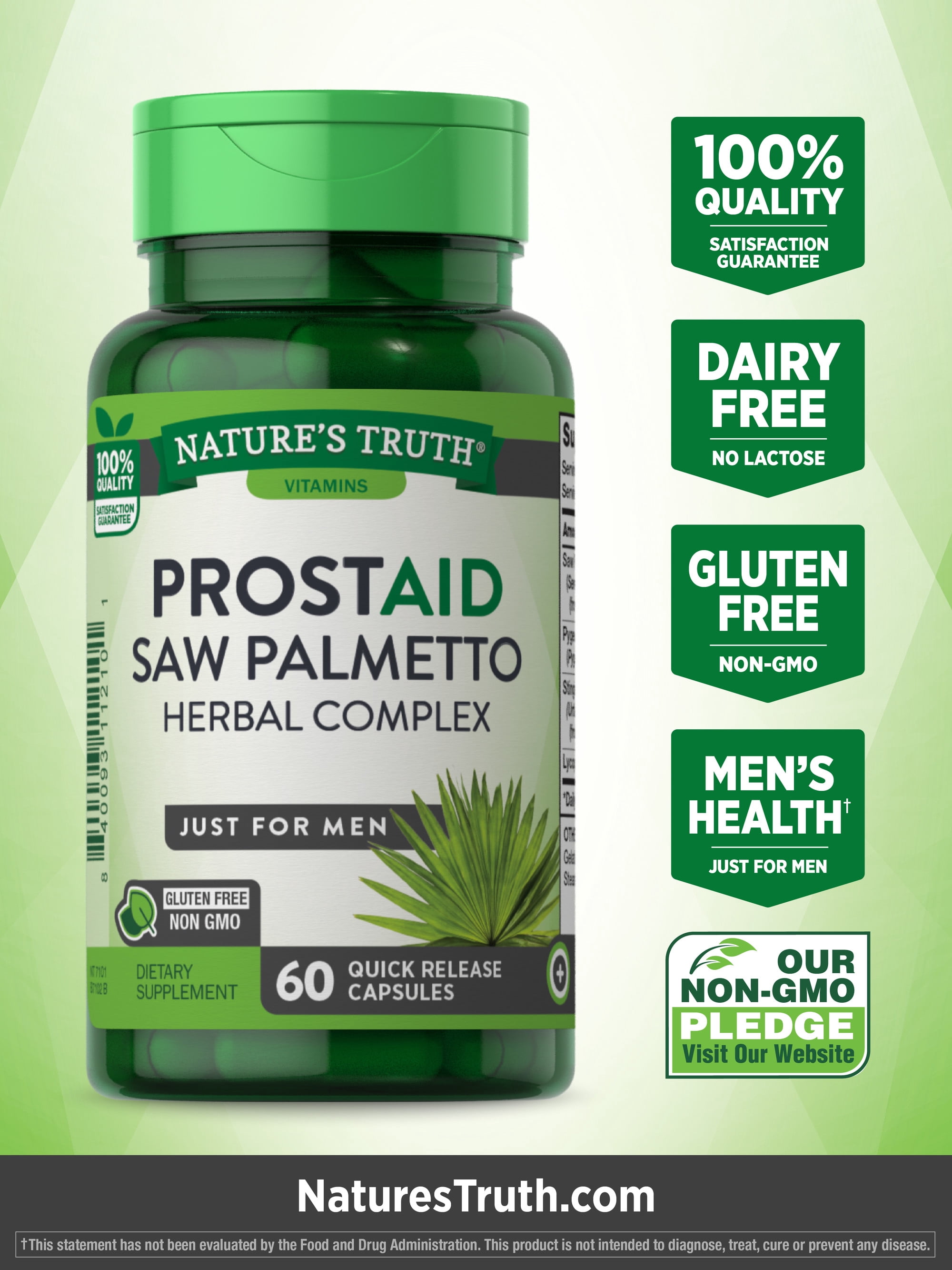 Prostate Support Supplement | With Saw Palmetto | 60 Capsules | For Men | by Nature's Truth