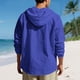 thumbnail image 4 of Blusa de manga larga con capucha para hombre, color liso, moderna, holgada, informal, con botones y cordón, de poliéster., 4 of 9