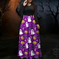 thumbnail image 6 of BaoFuBaoMei Halloween Womens Dress Plus Size Crew Neck Long Sleeve Halloween Candy Ghost Print Maxi Dress High Waist Patchwork Flowy Dresses for Party, 6 of 6