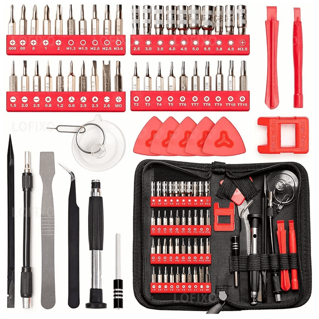 Juego De Herramientas Para Macbook,switch,xbox,ps4,celulares Negro/Rojo 56 pzs