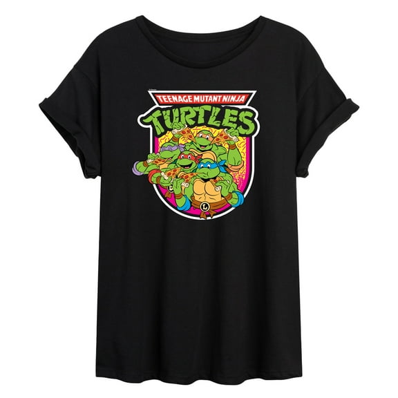Teenage Mutant Ninja Turtles - Retro Pizza Graphic - Women's Oversized T-Shirt