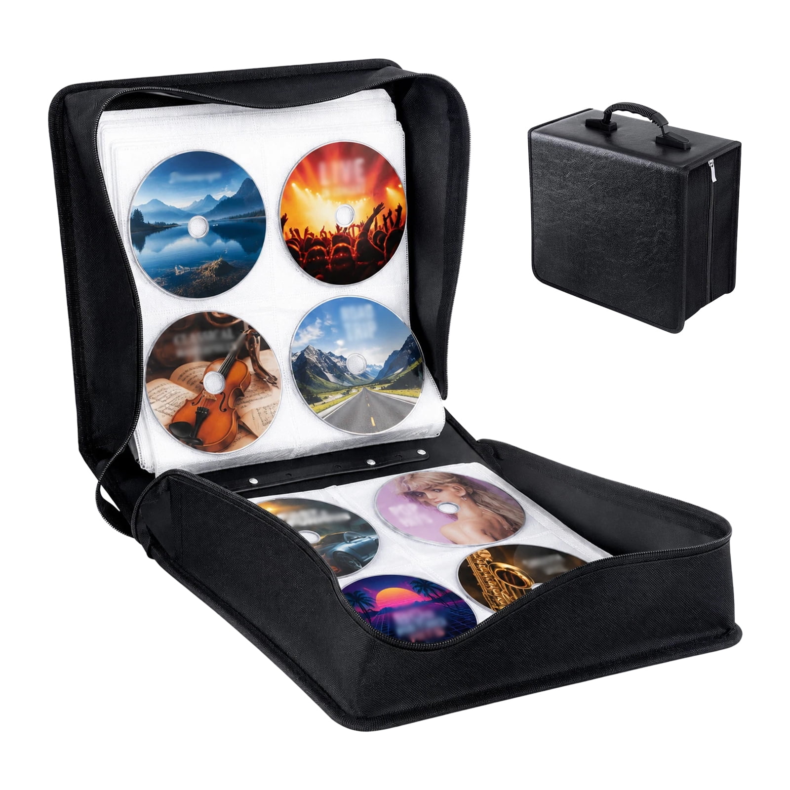 Naeqieo 520 Capacity CD DVD Case Holder, Heavy Duty Nylon Disc Storage Organizer Binder with Protective Sleeves, Portable Media Wallet for Home Car Office Collection