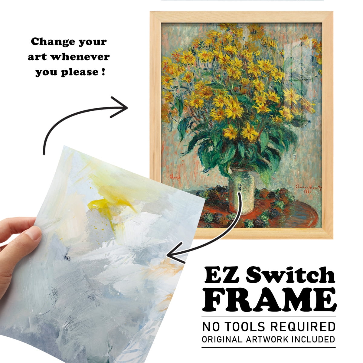Canary and Sky II - Framed Print w/glass - Natural Wood