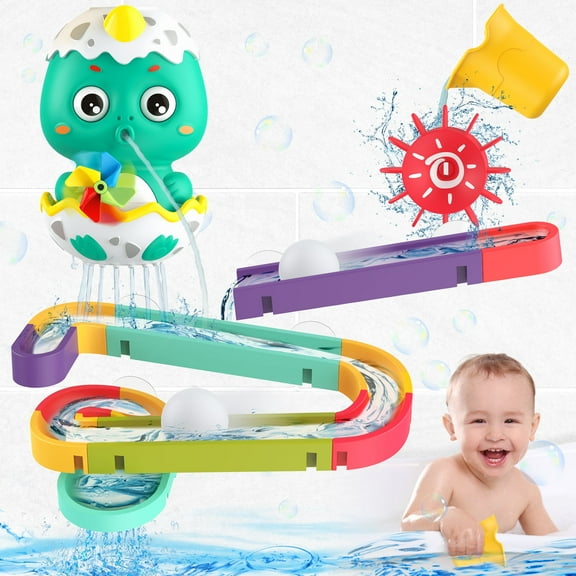 Baby Bath Toy, Toddler Bathtub Toys for Baby 3 4 5 6, Dinosaur Water Toys for Kids With Balls Tracks DIY Take Apart Set, Birthday Chrismas Gifts for Boys Girls