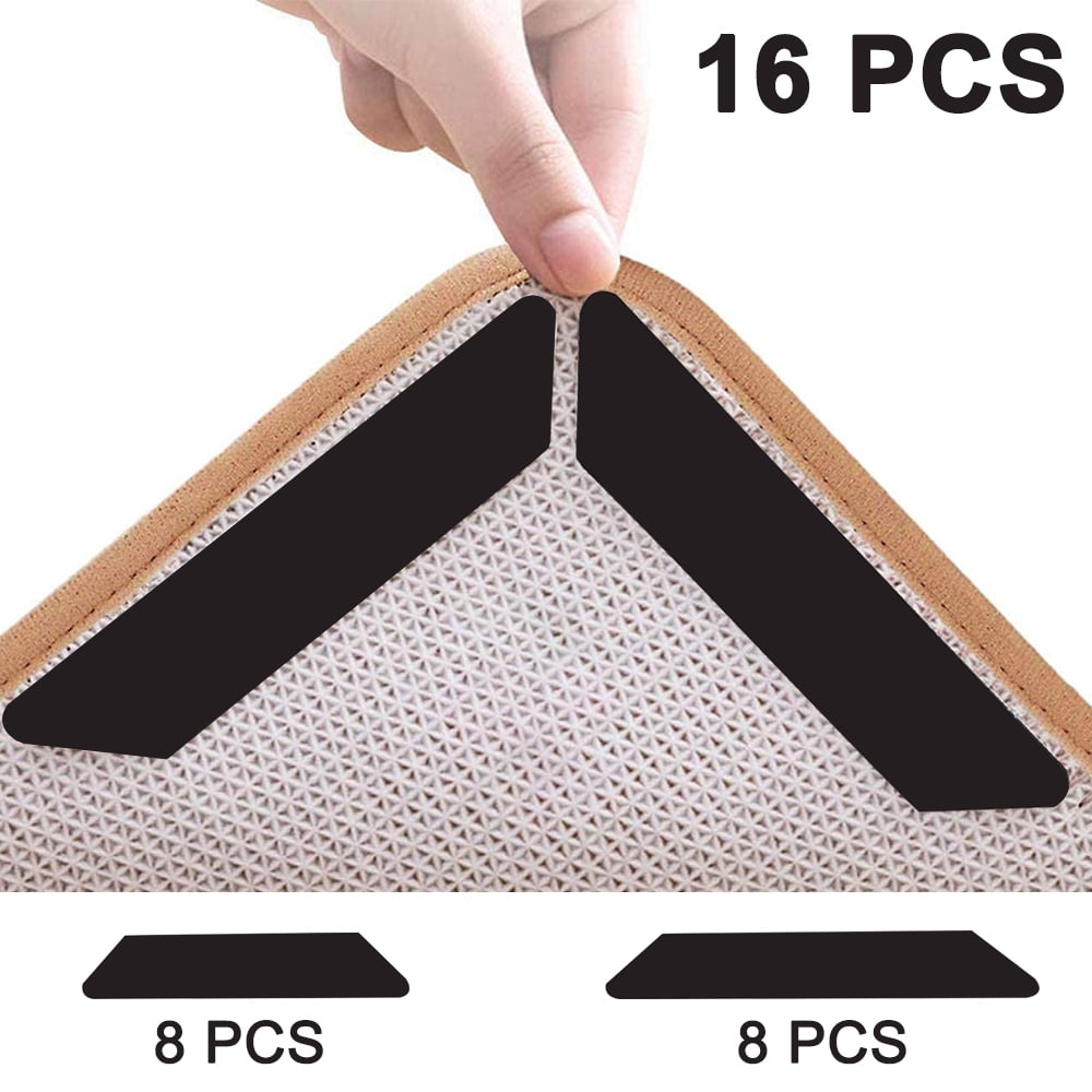 16 pcs Double Sided Washable Removable Anti Curling Corner Carpet