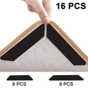 16 pcs Double Sided Washable Removable Anti Curling Corner Carpet Gripper, Non Slip Renewable Adhesive Rug Tape for Hardwood Floors and Tile