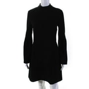 Pre-owned|Jill Stuart Womens Knee Length Bell Sleeve A Line Dress Black Cotton Size 2