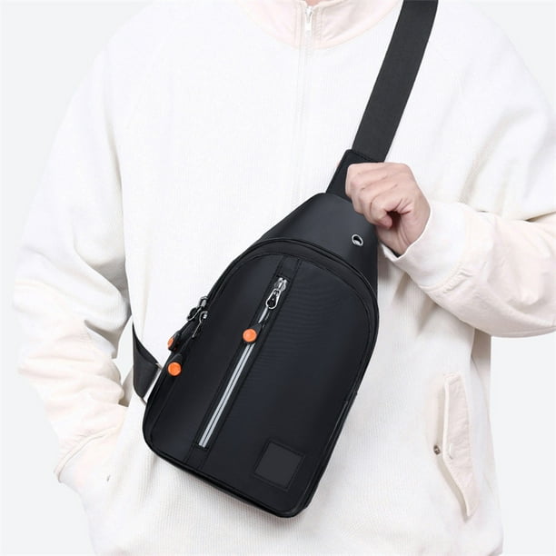 Bolso bandolera pequeño tipo bandolera para el pecho, bandolera de hombro, bandolera de viaje para hombres, mujeres y niños, con orificio para auriculares, bandolera Oxford.