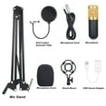 thumbnail image 3 of Condenser Microphone Bundle  BM-800 Mic Kit with Adjustable Mic Suspension Scissor Arm  Shock Mount and Double-Layer Acoustic Filter for Studio Recording & Brocasting (Gold 2), 3 of 7