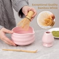 thumbnail image 4 of Tazón de cerámica Matcha YumiPlus Peach Pink de 450 ml con caño, 4 of 7