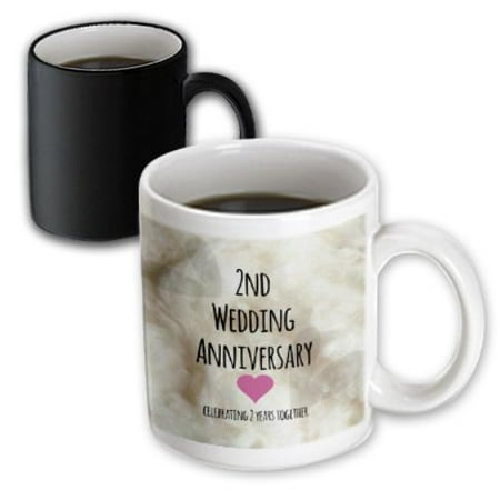 3dRose 2nd Wedding Anniversary gift - Cotton celebrating 2 years together - second anniversaries two yrs, Magic Transforming Mug,