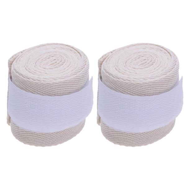 Blanco Dos Vendas Boxeo Algodón 2 5 M Muñequeras Lucha Muay Thai Muñequeras Protectores Manos (Blanco)