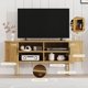 thumbnail image 4 of Mueble de TV moderno para sala de estar – Consola de madera para televisores hasta 80” – Puertas deslizantes, estantes ajustables y almacenaje – Acabado roble salvaje, tiradores dorados, 4 of 8