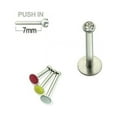 thumbnail image 1 of Threadless Push-In Labret 16G Surgical Steel with Press Fit CZ Gem, 1 of 1