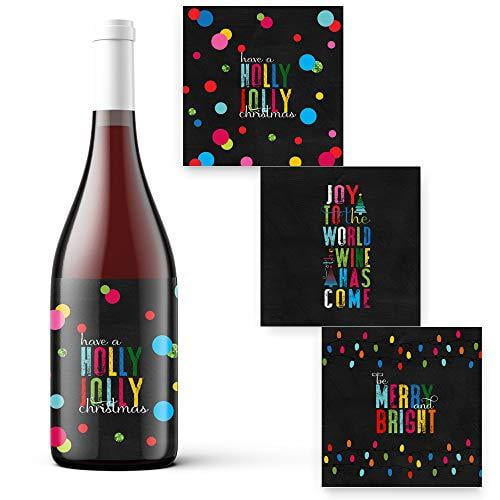 Festive Fun Christmas Wine Bottle Labels (9 Pack) Holiday ...