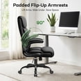 thumbnail image 4 of ATHOPE Leather Office Chair, Big and Tall Office Chair with Lumbar Support, High Back Executive Desk Chairs with Flip-up Armrest, Breathable PU Ergonomic Computer Chair, 360°Swivel Free, Black, 4 of 8