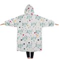 thumbnail image 2 of Oversized Wearable Blanket Hoodie,White Buffalo Skull Dot Pattern Sherpa Blanket Hoodie with Super Pockets,Super Warm Fuzzy Pullover for Women & Men, 2 of 6