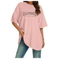 thumbnail image 5 of Women's Oversized T-Shirts Casual Comfy Tunic Tops with V Neck and Striped Design for Summer Half Sleeve Style in Plus Size, 5 of 5
