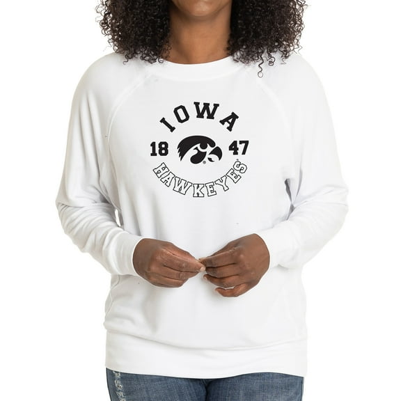Women's White Iowa Hawkeyes Rylee Raglan Tri-Blend Long Sleeve T-Shirt