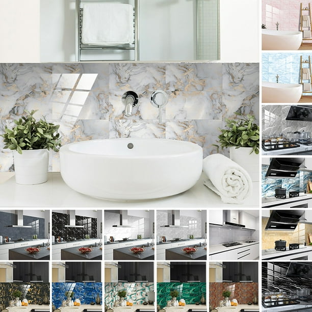 Goory Marble SelfAdhesive Tiles Backsplash Kitchen Wall Sticker