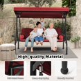 3 Seat Outdoor Porch Swing with Adjustable Canopy, Convertible Patio