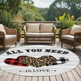 thumbnail image 5 of Valentine's Day Washable Round Area Rug 8 ft, Red Black Plaid Leopard Heart Grey Wooden, Soft Non Slip Rugs Stain Repellent Indoor Felt Carpet for Living Dining Room Bedroom Home Office, 5 of 9