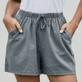 thumbnail image 4 of Charmgo Womens Shorts Clearance, Women Solid High Waist Cotton and Linen Shorts Pants Casual Beach Shorts Running Shorts for Women Shorts for Women Capri Pants for Women Grey, 4 of 6