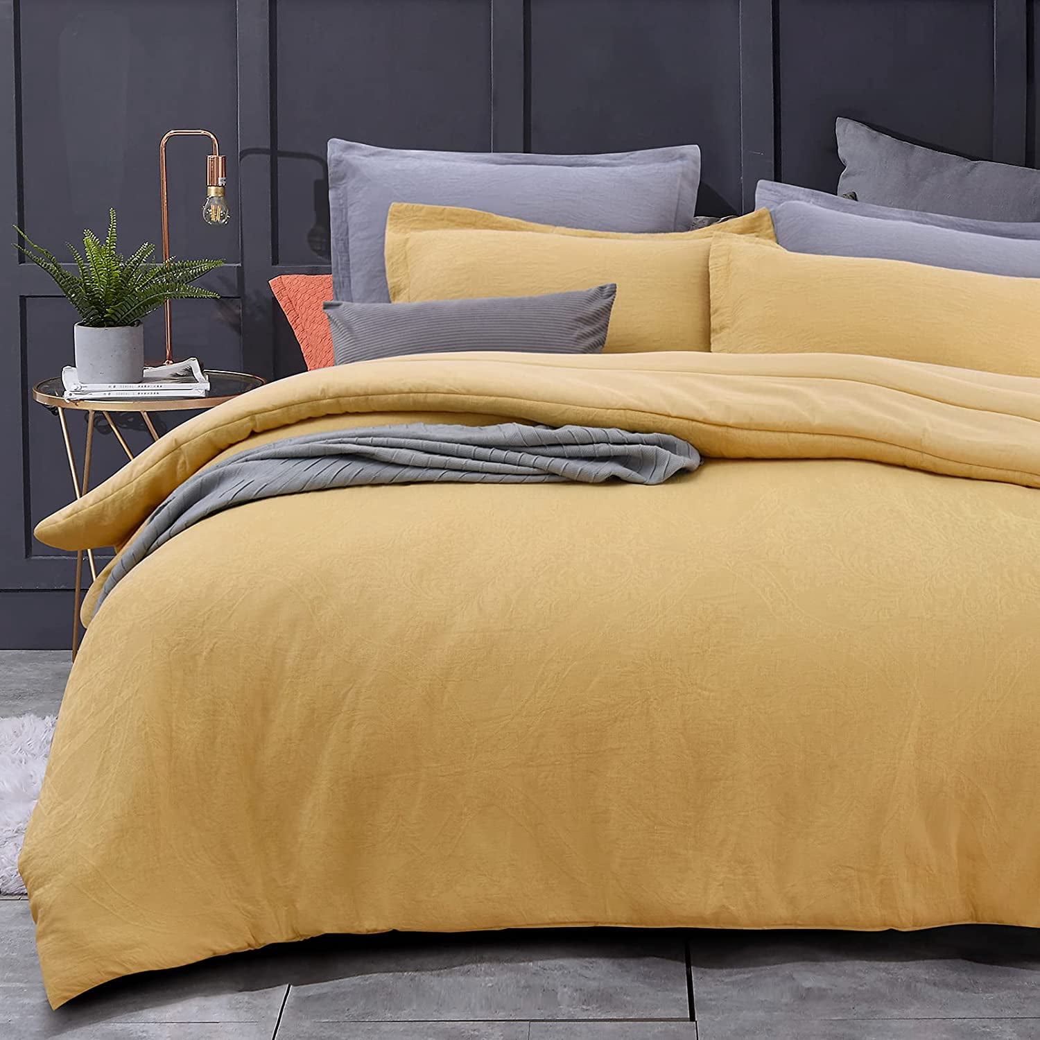 Queen Comforter Grey-Floral Cotton 