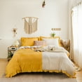 thumbnail image 2 of Move Over Beige Grey Yellow Ruffle Bedding Sets Queen Linen Grey Yellow Reversible Duvet Cover Set Washed Microfiber Yellow Ruffled Pattern No Filling, 2 of 9