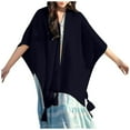 thumbnail image 4 of Scarf Shawl Wraps for Women Winter Knitted Cape Open Front Sweater with Tassels Scarf for Women Black One Size, 4 of 4