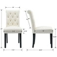 thumbnail image 5 of Guyou Faux Leather Dining Chairs Set of 2, Mid Century Modern Solid Wood Parsons Chairs, Button Tufted Upholstered Armless Side Chairs with High Back for Dining Room Kitchen Restaurant, Cream, 5 of 11