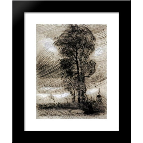 Landscape in Stormy Weather 20x24 Framed Art Print by Vincent van Gogh