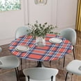 thumbnail image 5 of Orange Blue Round Tablecloth for 55-60 Inch Tables, Fitted Table Cover with Elastic Edge, British Style Buffalo Plaid Lattice Waterproof Outdoor Table Cloth Protector for Patio Garden Dinner Picnic, 5 of 9