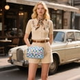 thumbnail image 6 of FORMRS Women Crossbody Purse with Chain Strap Vegan Leather Shoulder Handbag, Blue Checkered Daisy, 6 of 7