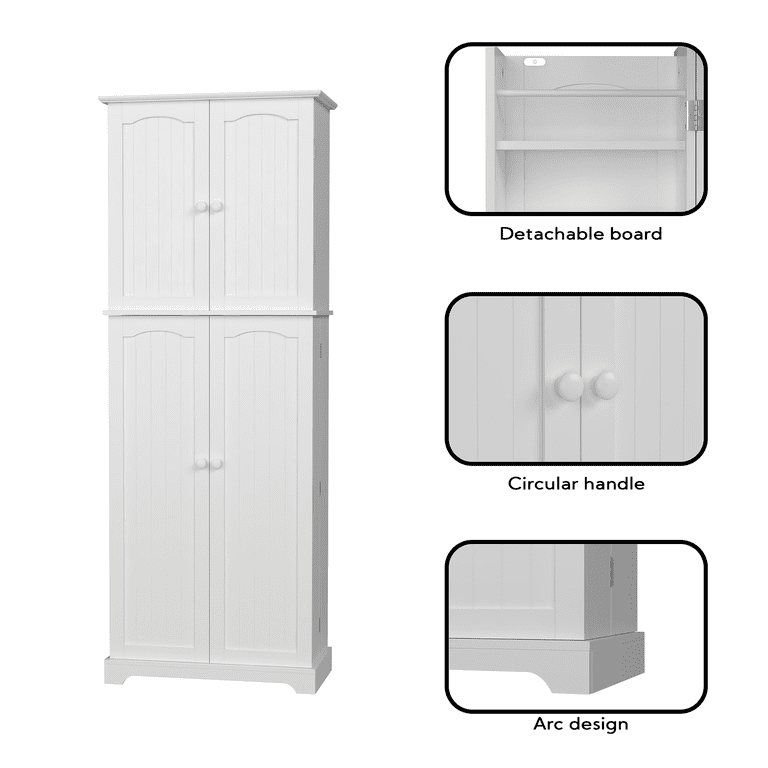 HOMEFORT Tall Kitchen Pantry Storage Cabinet with Doors and Shelves, Wooden  Food Pantry Farmhouse Cupboard Freestanding Buffet for Kitchen Dining  Living Room, White 
