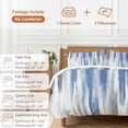 thumbnail image 6 of 3 Piece Blue Gray Duvet Cover Set Queen Size,Microfiber Comforter/Quilt Cover with Corner Ties and 2 Pillowcases,Modern Simple Abstract White Ombre Texture All Season Soft Bedding with Zipper Closure, 6 of 8
