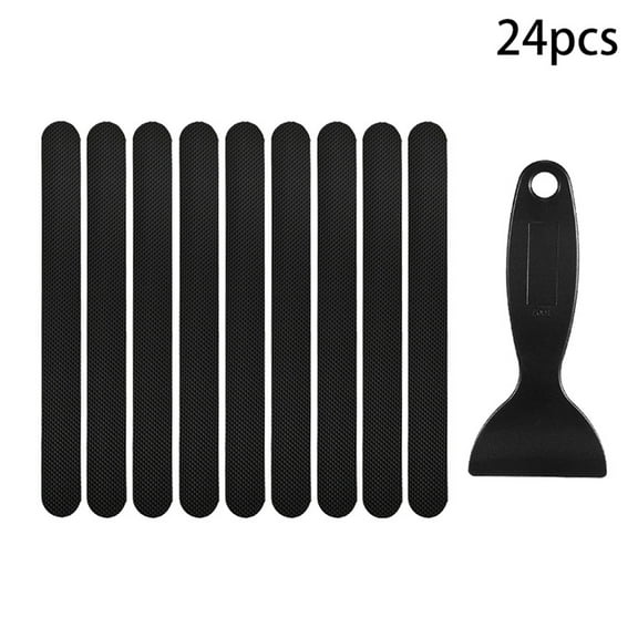 Tkrady Non Slip Bathtub Stickers 24PCS, Shower Floor Non Slip Stickers with, Scraper for Bath Tub, Shower, Stairs, Ladders, Shoes-Black