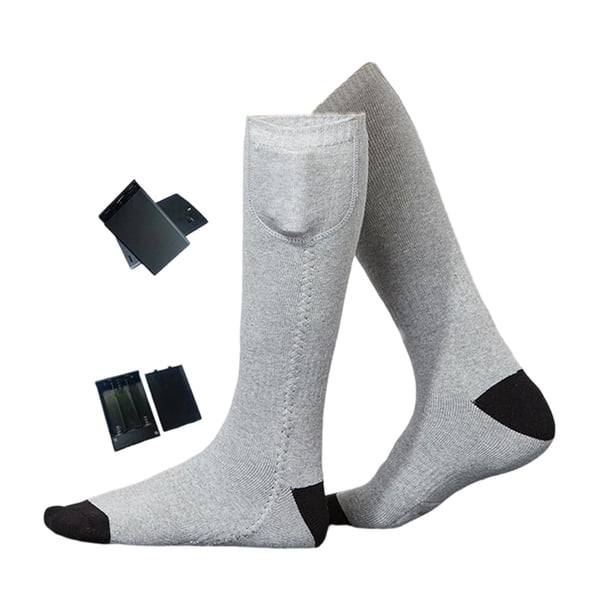 Calcetines calefactables para clima frío, ideales para exteriores, patinaje, esquí, camping y ciclismo. Gris con negro