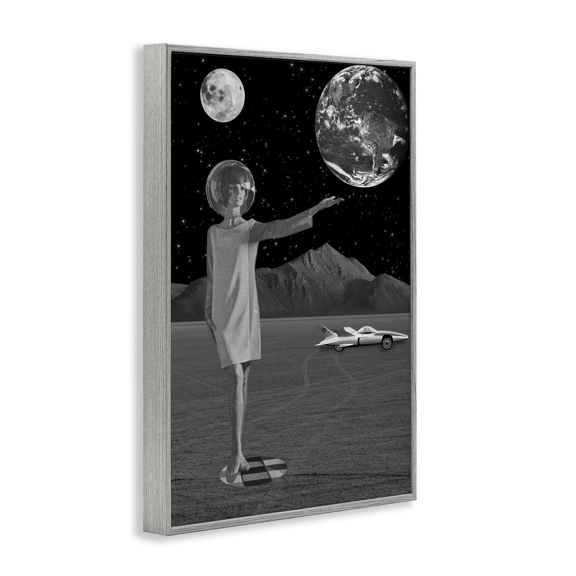 On A Mission Retro Space Gray Framed Giclee Art, design by Elo Marc