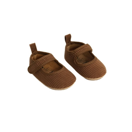 

TFFR Baby Shoes Solid Color Ribbed Walking Shoes Soft Sole Footwear for Spring Fall Apricot/Brown/Gray/Pink 0-18 Months