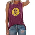 thumbnail image 2 of ICHUANYI Clearance Womens Tank Tops Casual Loose Fit Plus Size Sunflower Printed Tee(Wine, L) ICHUANYI WER2023081504098, 2 of 6