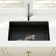 thumbnail image 3 of Black 32" Fireclay Dual Mount Rectangle Kitchen Sink with Bottom Grid and Basket Strainer 69Lb, 3 of 7